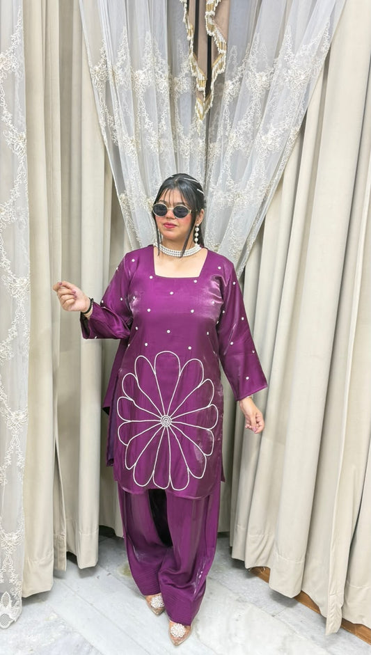 Premium Glass Cotton Silk Designer Pearl Suit Set with Dupatta