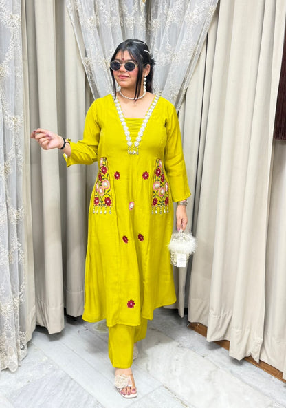 Designer Morni Co-ord Set with Handwork & Embroidery