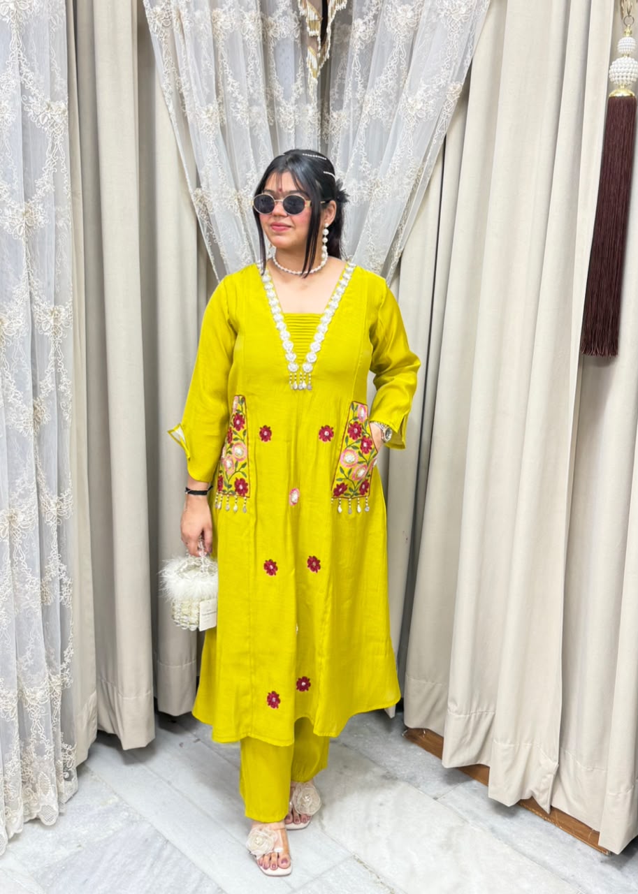 Designer Morni Co-ord Set with Handwork & Embroidery
