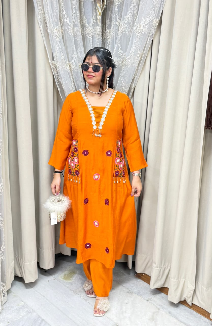 Designer Morni Co-ord Set with Handwork & Embroidery