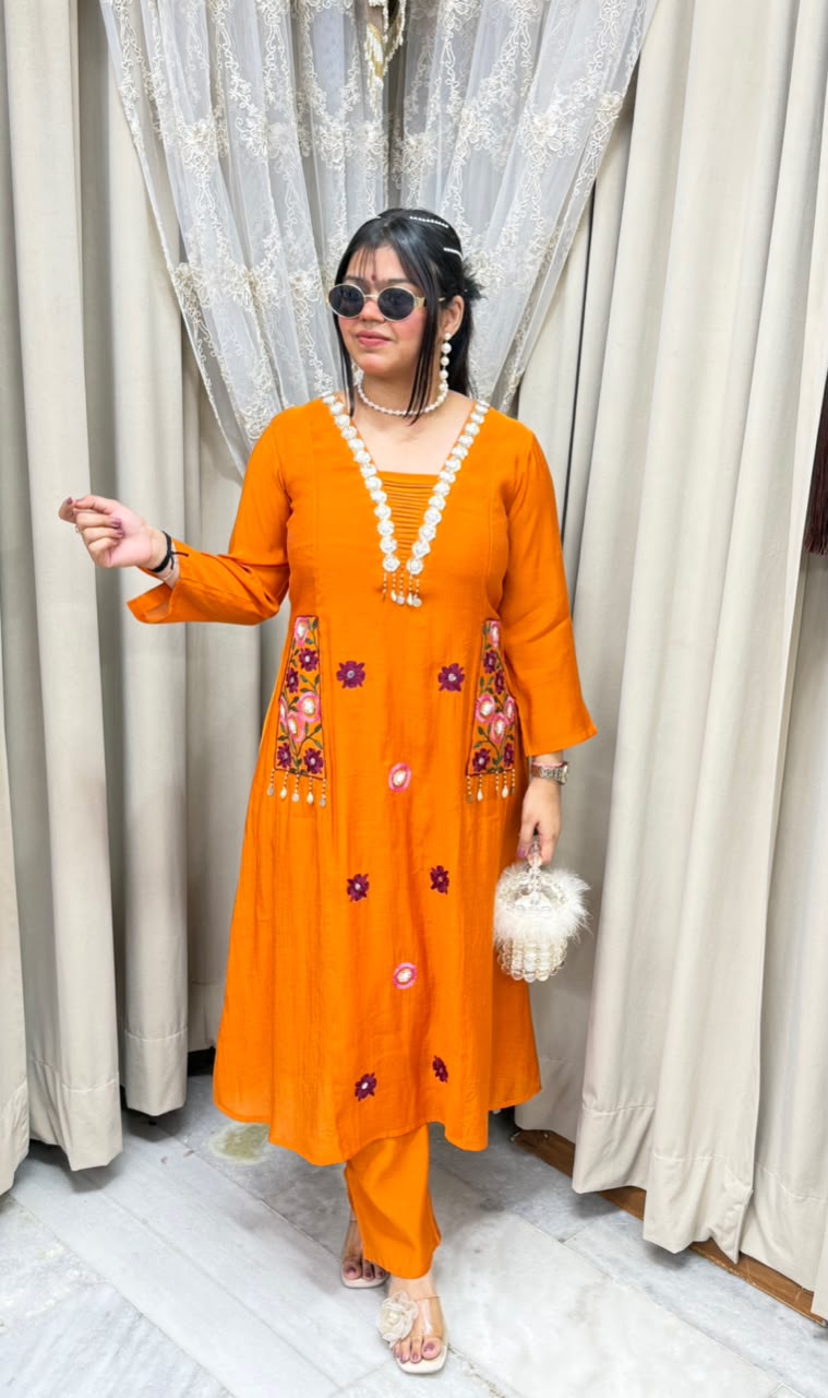 Designer Morni Co-ord Set with Handwork & Embroidery