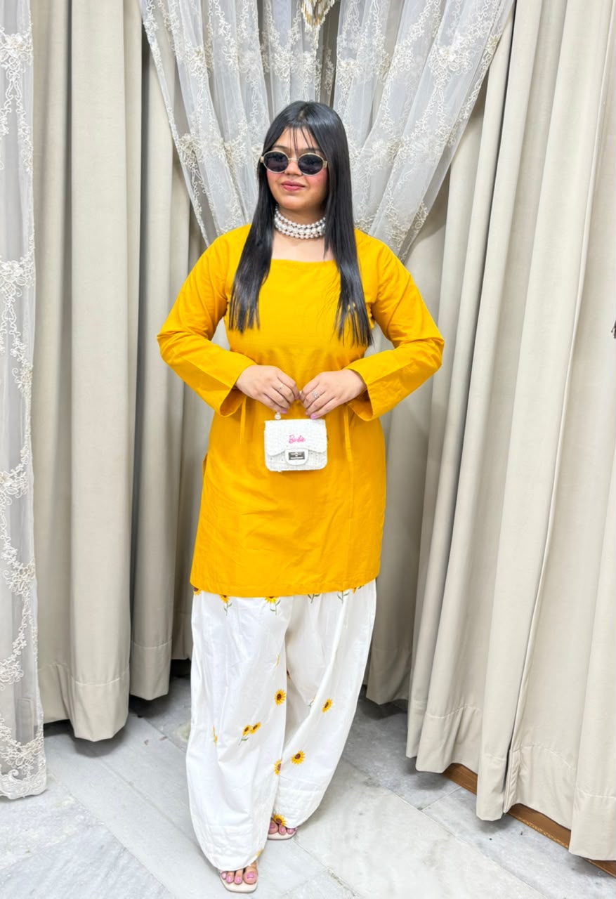 BK Fashions flower Embroidered Cotton Co-ord Set