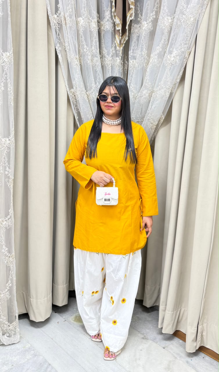 BK Fashions flower Embroidered Cotton Co-ord Set