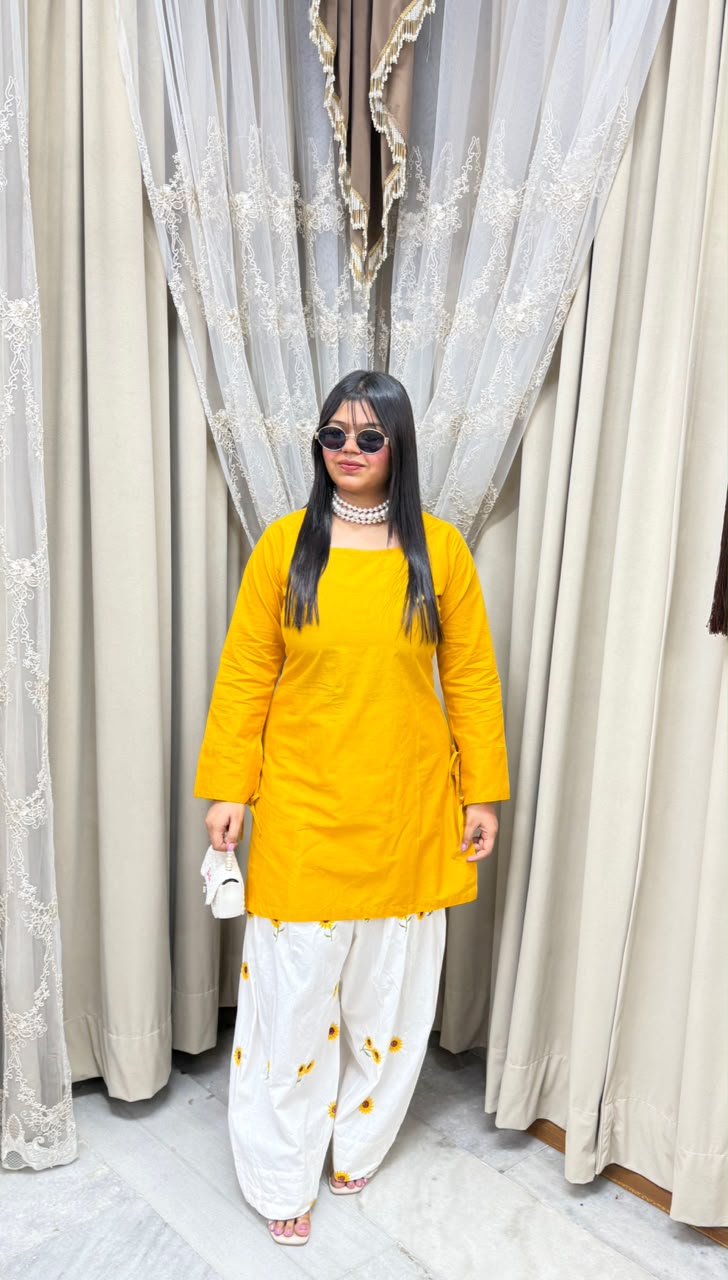 BK Fashions flower Embroidered Cotton Co-ord Set