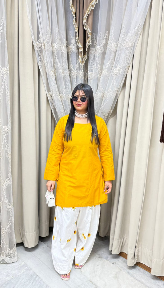 BK Fashions flower Embroidered Cotton Co-ord Set