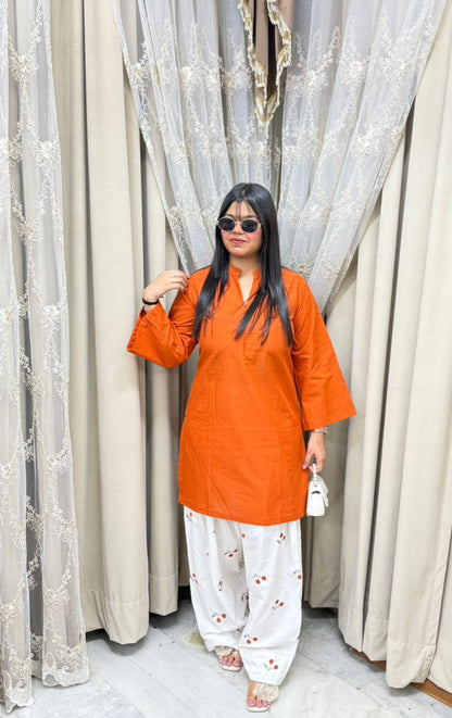 BK Fashions Cherry Embroidered Cotton Co-ord Set
