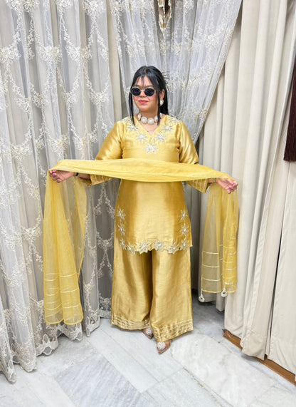 Designer Heavy Pure Ziraff Three-Piece Suit Set with Cotton Lining & Matching Dupatta