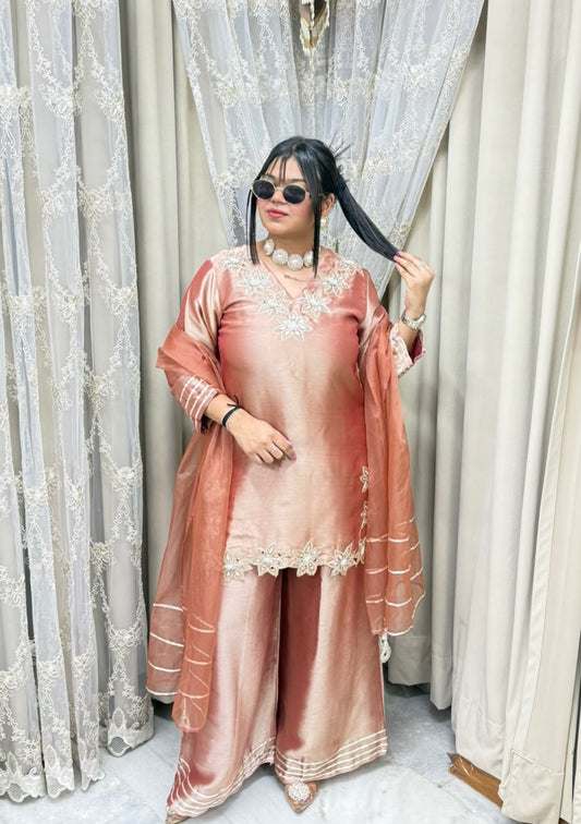 Designer Heavy Pure Ziraff Three-Piece Suit Set with Cotton Lining & Matching Dupatta