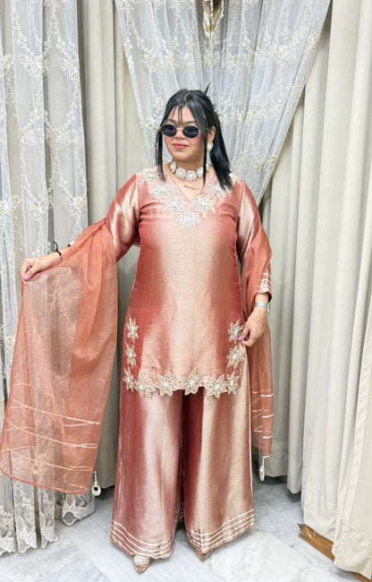 Designer Heavy Pure Ziraff Three-Piece Suit Set with Cotton Lining & Matching Dupatta