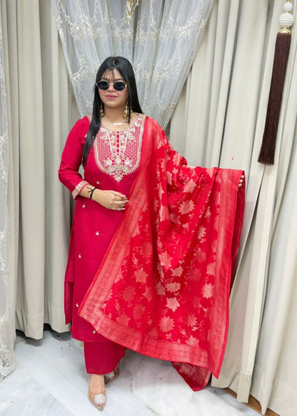 Designer Hemlata Suit Set with Handwork and Pure Banarasi Dupatta