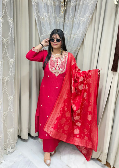 Designer Hemlata Suit Set with Handwork and Pure Banarasi Dupatta