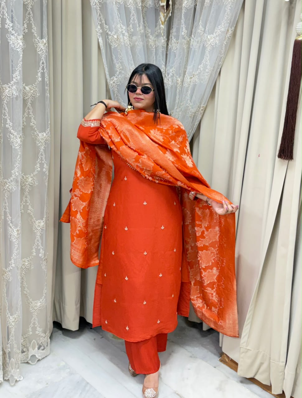 Designer Hemlata Suit Set with Handwork and Pure Banarasi Dupatta