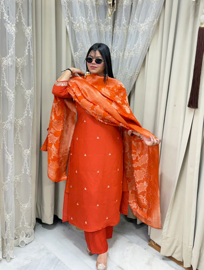 Designer Hemlata Suit Set with Handwork and Pure Banarasi Dupatta