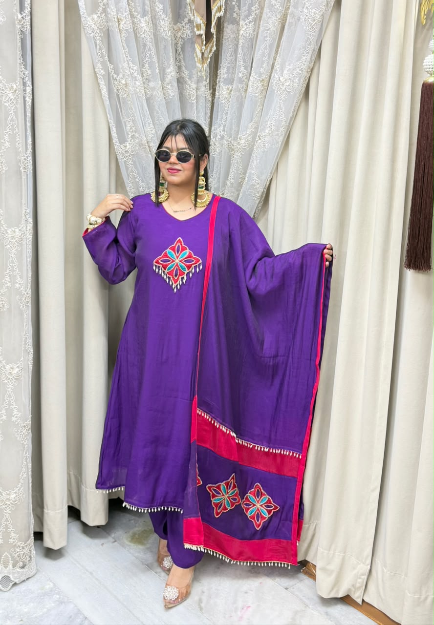 Pure Mul Chanderi A-Line Suit
