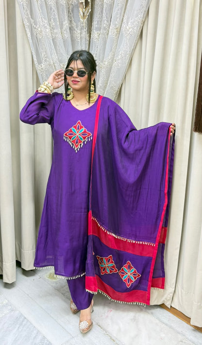 Pure Mul Chanderi A-Line Suit