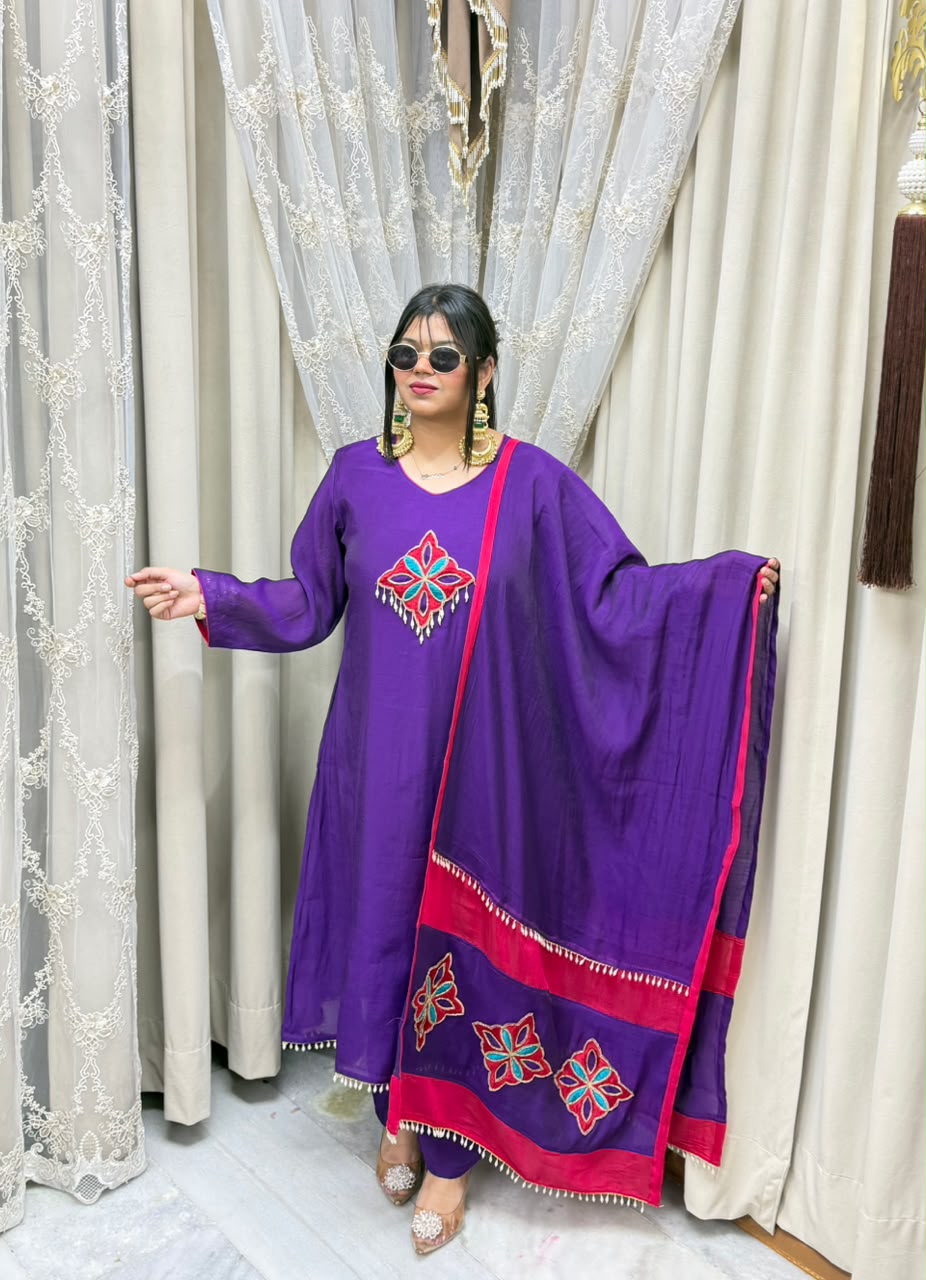 Pure Mul Chanderi A-Line Suit