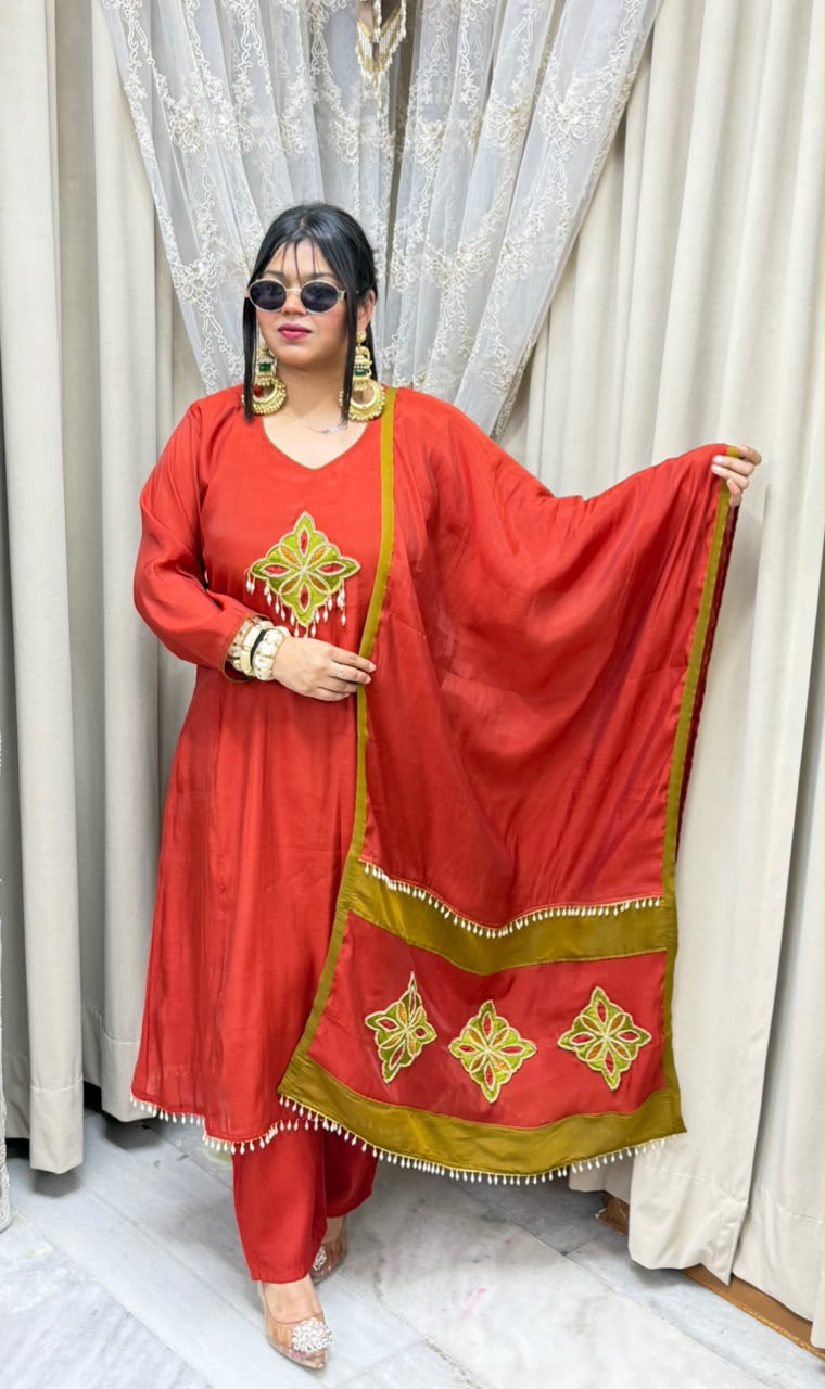 Pure Mul Chanderi A-Line Suit