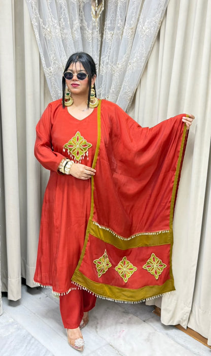 Pure Mul Chanderi A-Line Suit