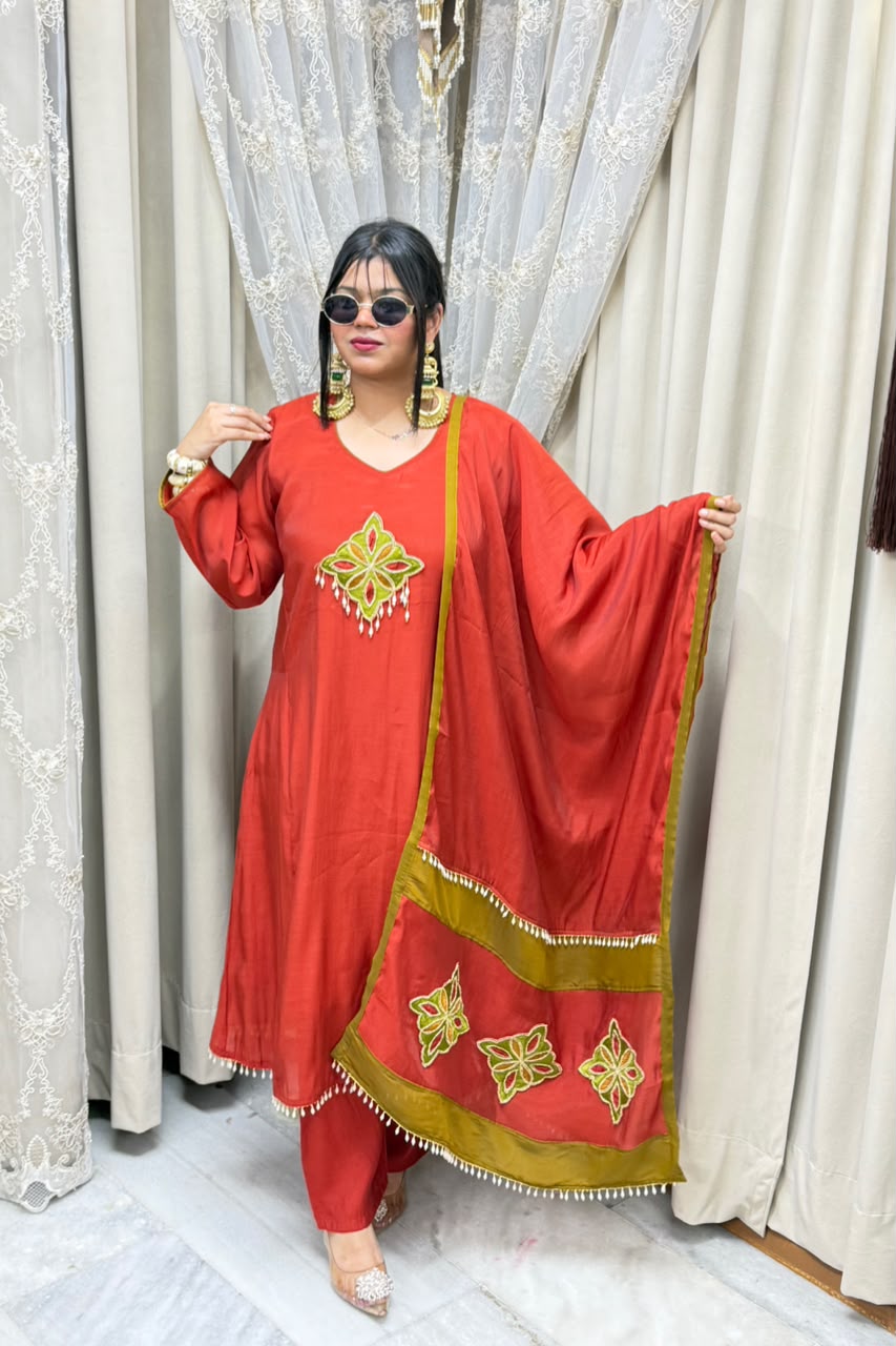 Pure Mul Chanderi A-Line Suit
