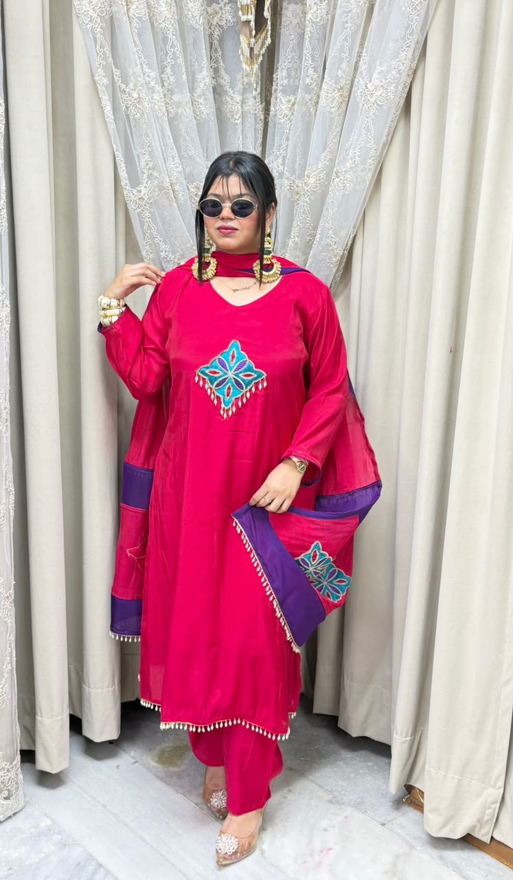 Pure Mul Chanderi A-Line Suit