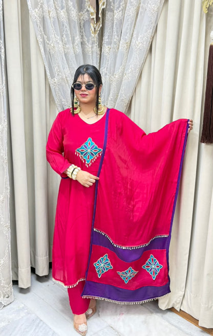 Pure Mul Chanderi A-Line Suit