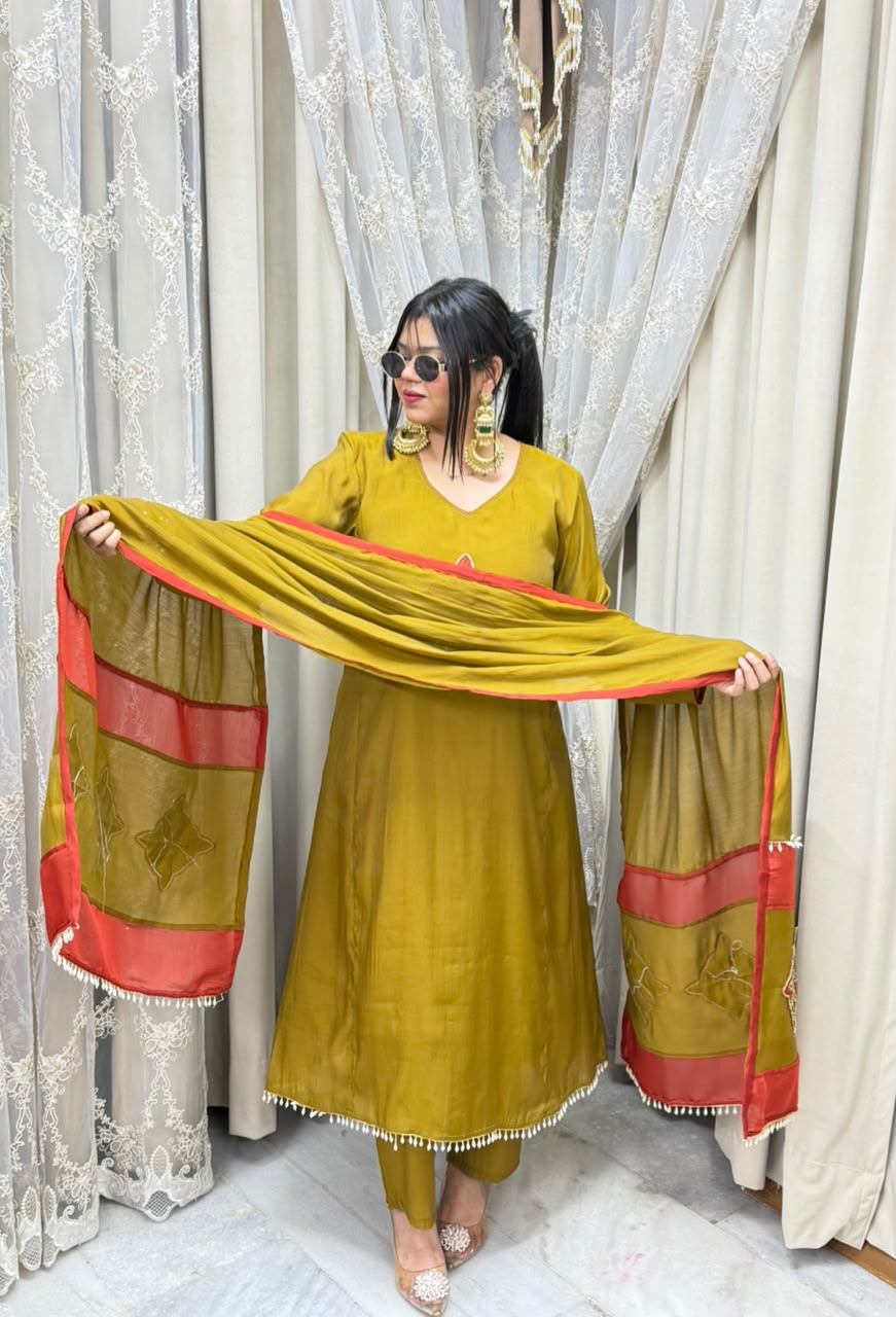 Pure Mul Chanderi A-Line Suit