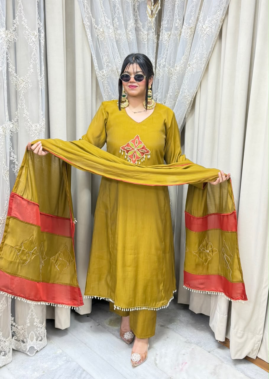 Pure Mul Chanderi A-Line Suit