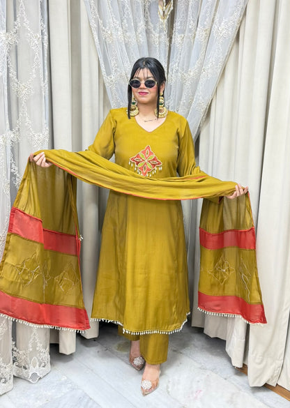 Pure Mul Chanderi A-Line Suit