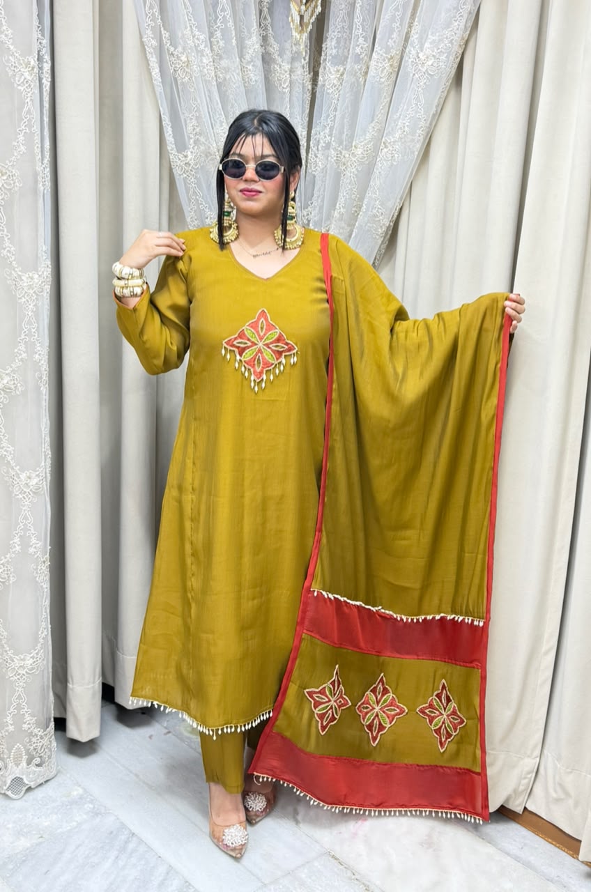 Pure Mul Chanderi A-Line Suit