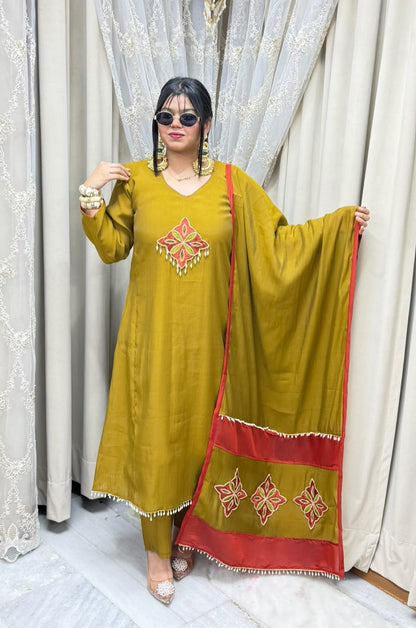 Pure Mul Chanderi A-Line Suit