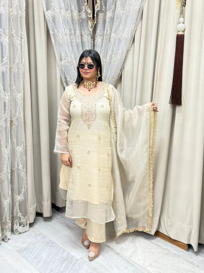 Designer Salsa Fabric Embroidered Suit Set
