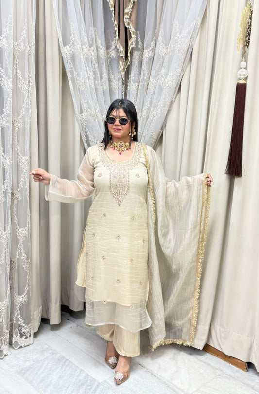 Designer Salsa Fabric Embroidered Suit Set