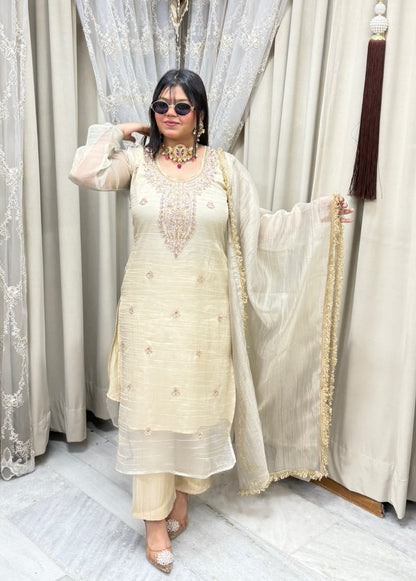 Designer Salsa Fabric Embroidered Suit Set
