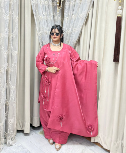Designer Farshi Rose Suit Set