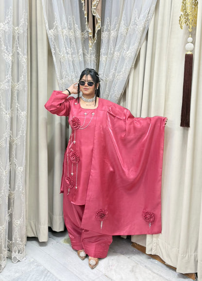Designer Farshi Rose Suit Set