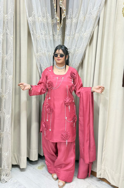 Designer Farshi Rose Suit Set