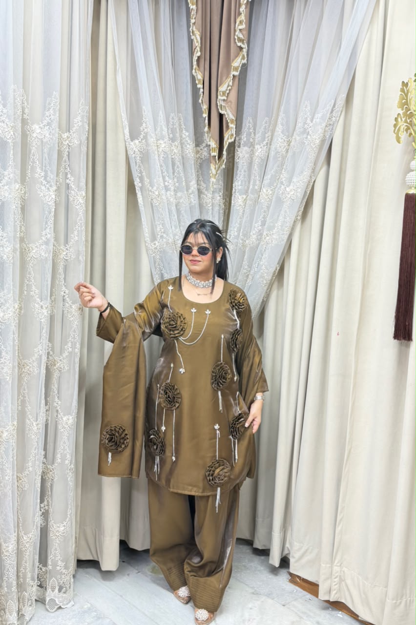 Designer Farshi Rose Suit Set