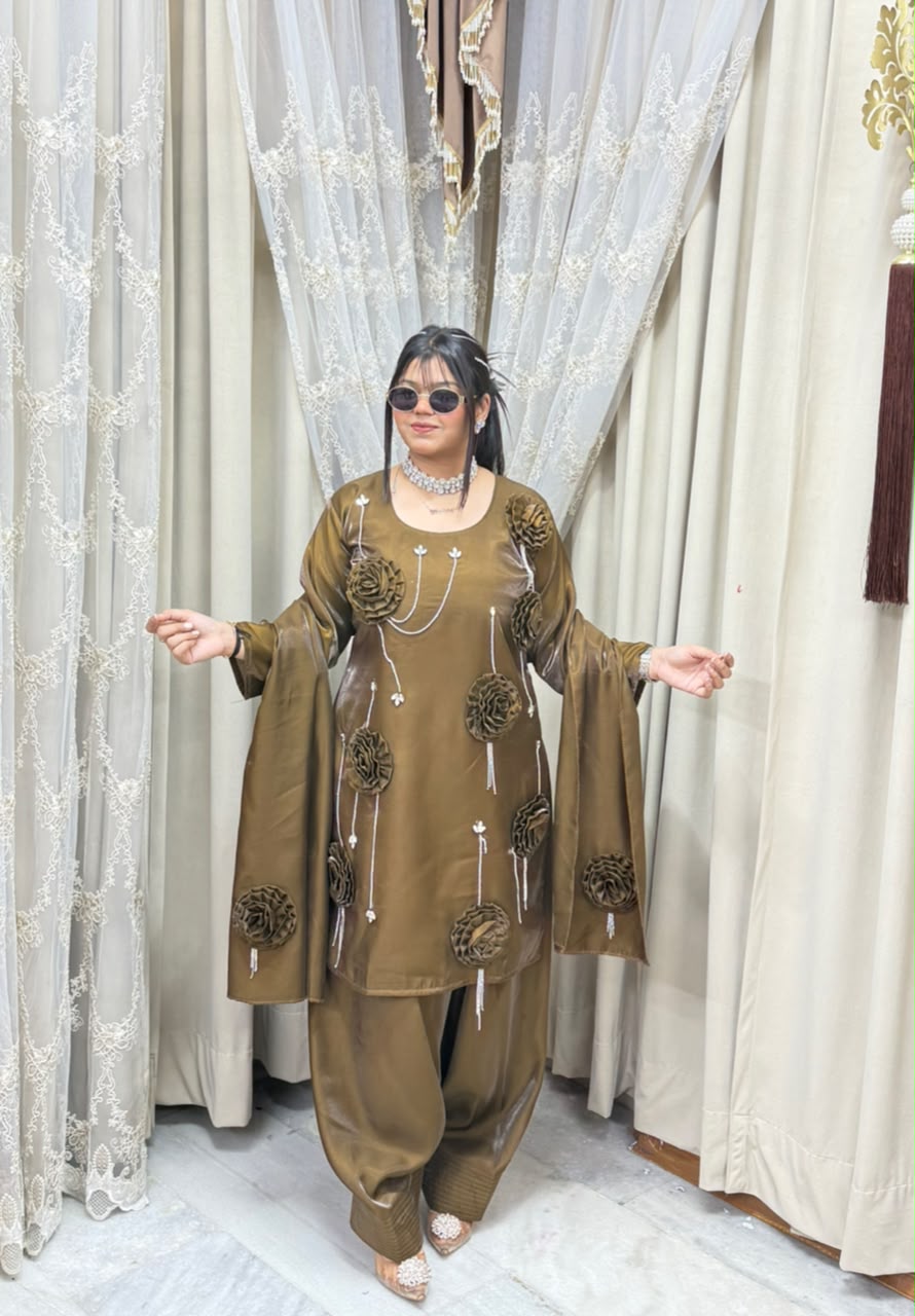 Designer Farshi Rose Suit Set