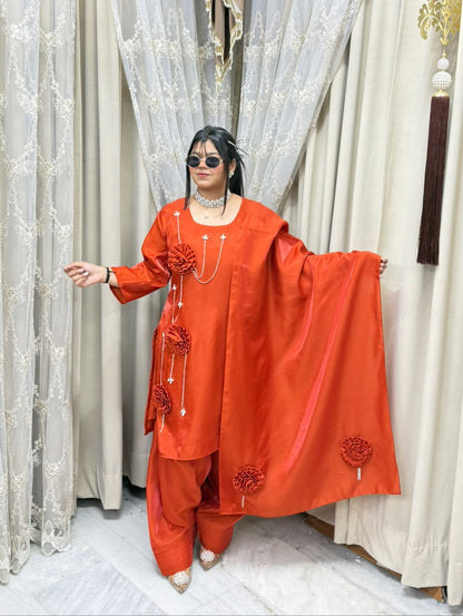 Designer Farshi Rose Suit Set