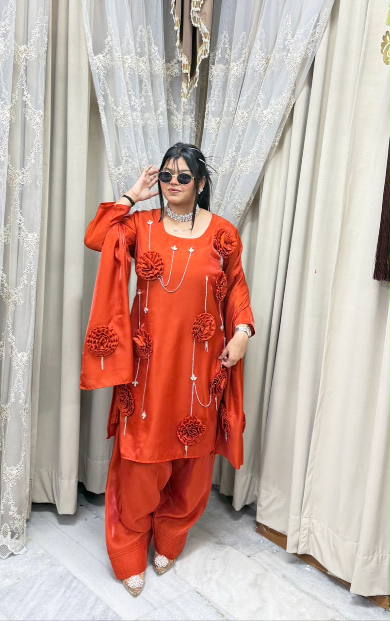 Designer Farshi Rose Suit Set
