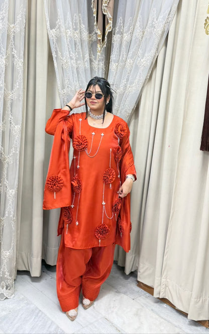 Designer Farshi Rose Suit Set