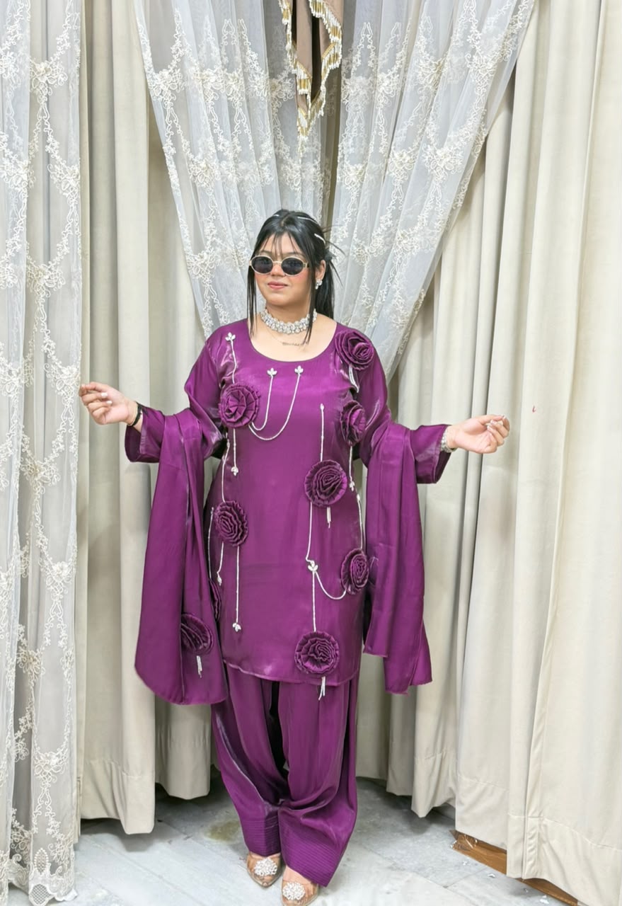 Designer Farshi Rose Suit Set