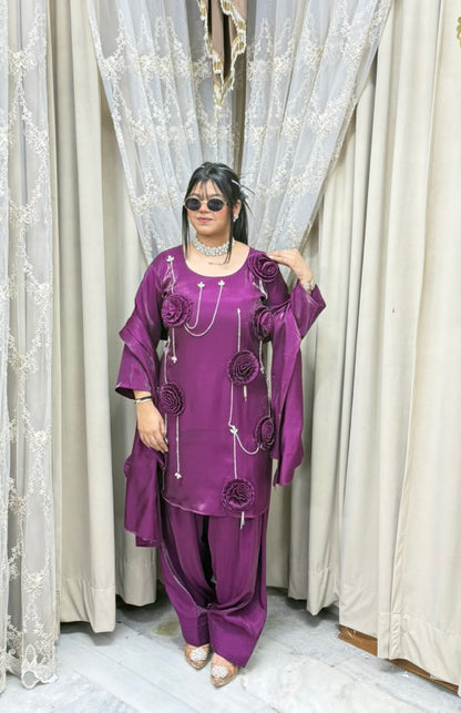 Designer Farshi Rose Suit Set