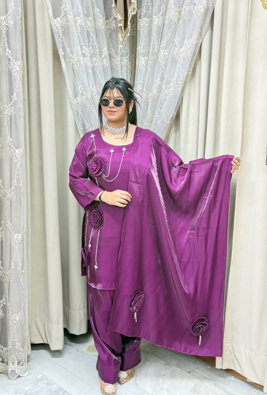 Designer Farshi Rose Suit Set