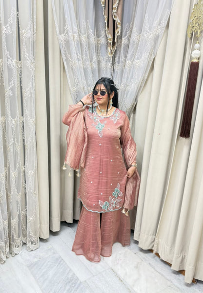 Designer Pure Salsa Fabric Sharara Suit Set