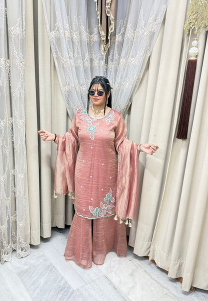 Designer Pure Salsa Fabric Sharara Suit Set