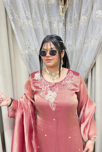 Designer Pure Salsa Fabric Sharara Suit Set