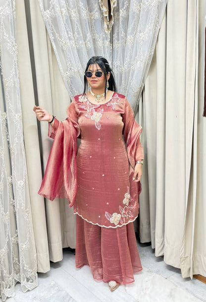 Designer Pure Salsa Fabric Sharara Suit Set