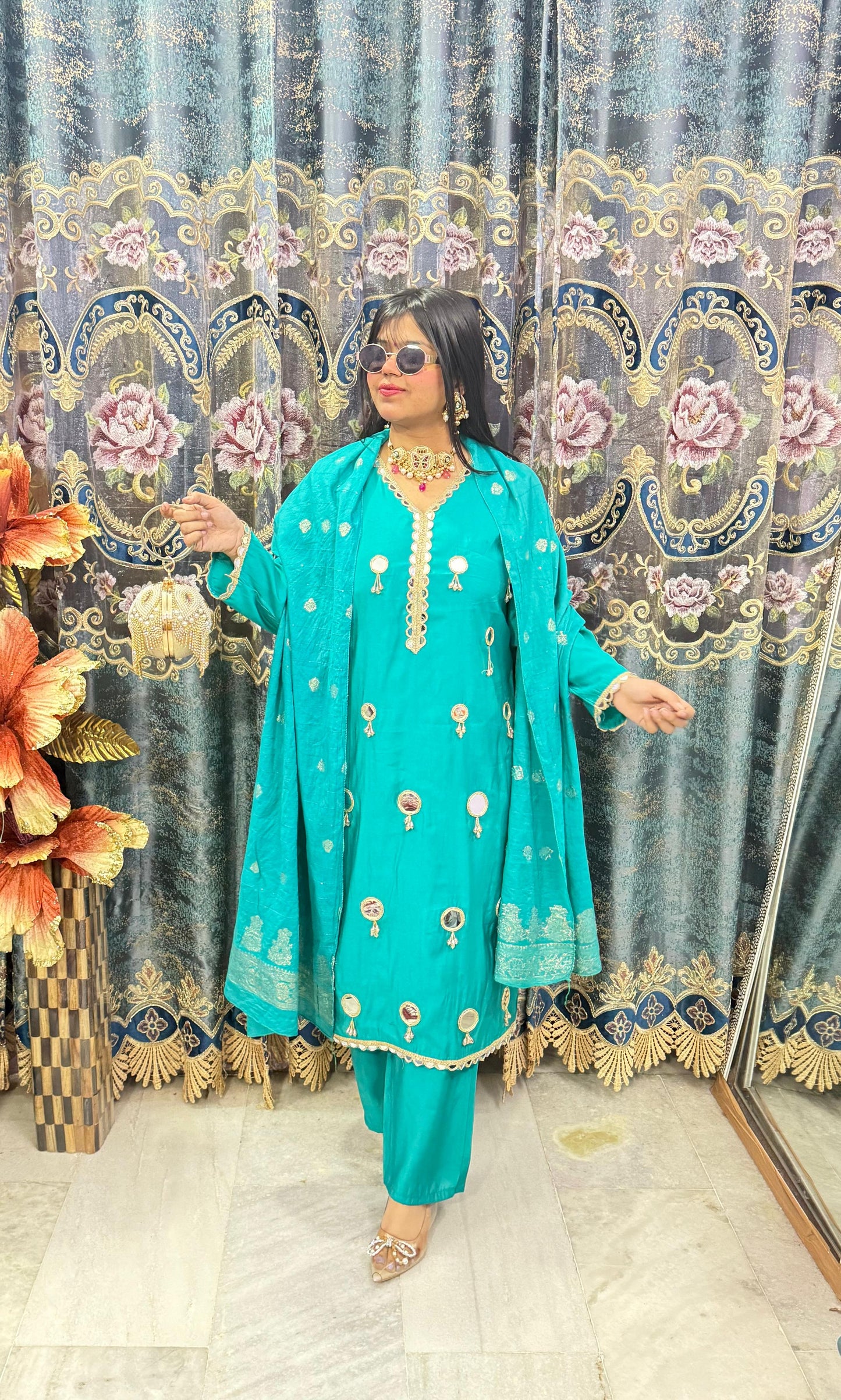 Desingner mirror straight suit