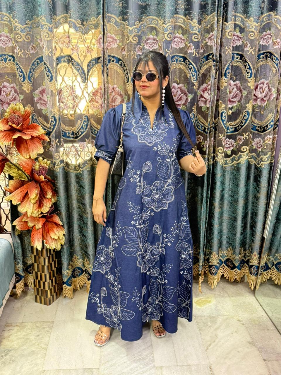 Embroidery denim dresss